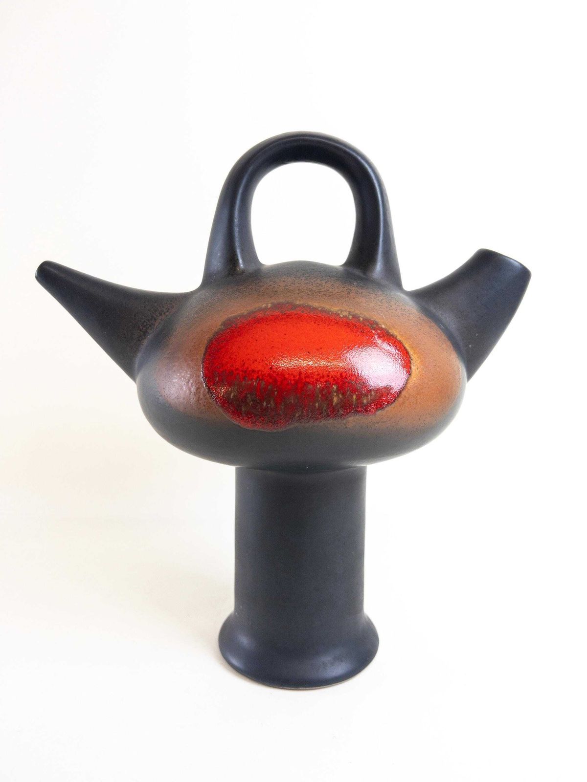 Swiss Studio Pottery   Unique Ceramic Vase From Switzerland   Water Vessel   Watering Can   Bauhaus & Modernist Tradition photo vinterior