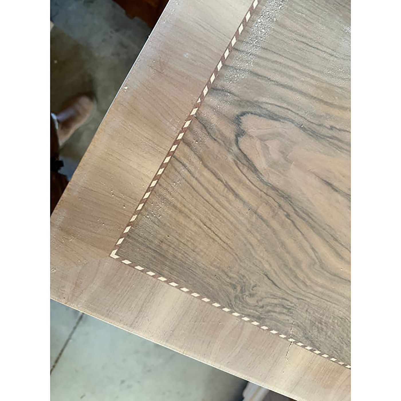Furniture Italian Natural Consolle In Walnut Feather Wood And Maple And Walnut Inlays With Harp photo