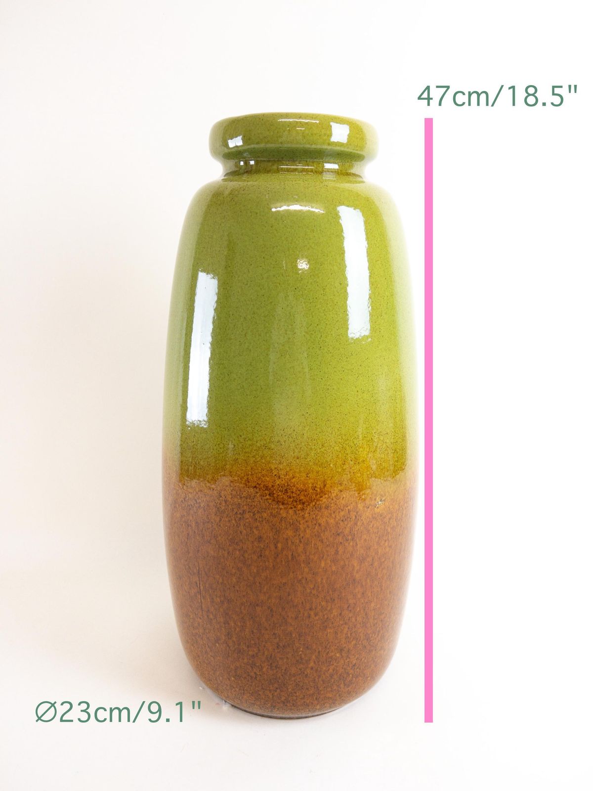 Xl West German Pottery Floor Vase By Scheurich   Green And Beige Earthy Vase   Scheurich 284 47 photo furniture