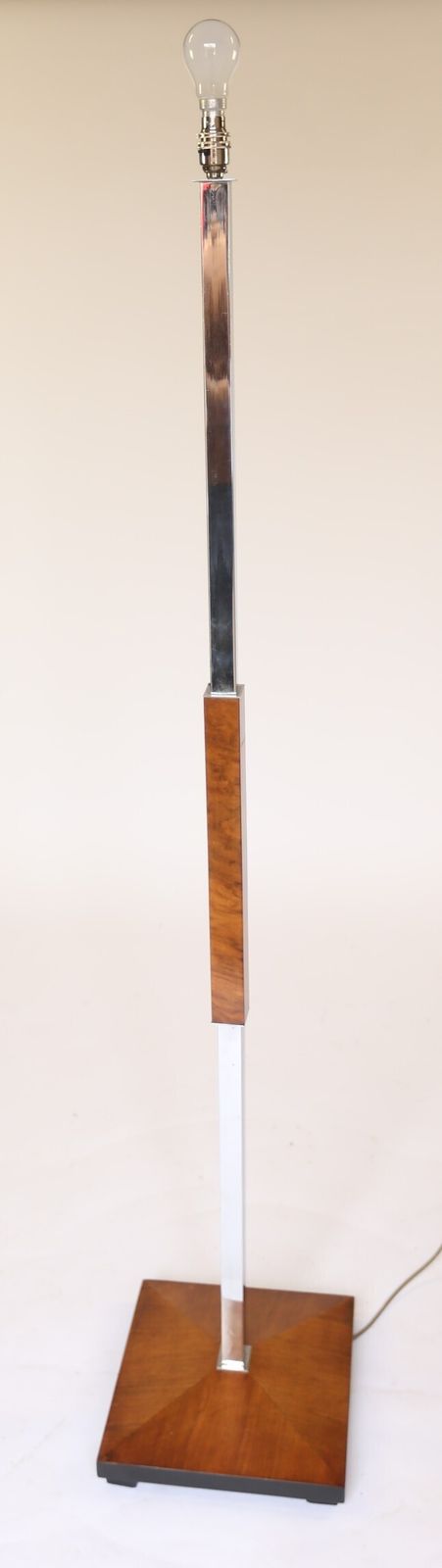 Art Deco Walnut & Chrome Standard Lamp photo 450.0