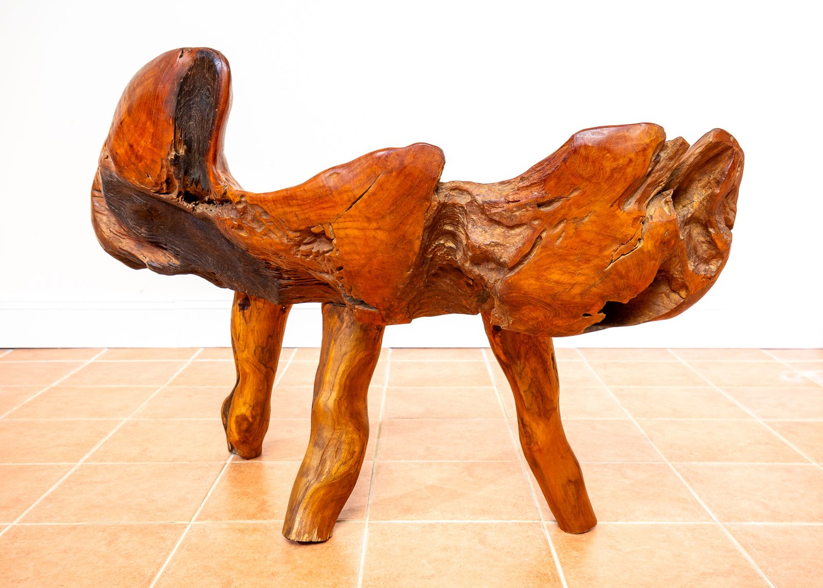 photo buy Sculptural Statement Bench Teak Root Natural Organic Artistic Wooden Rustic Vintag.E Minimalis.T Abstract Mid Century Mcm