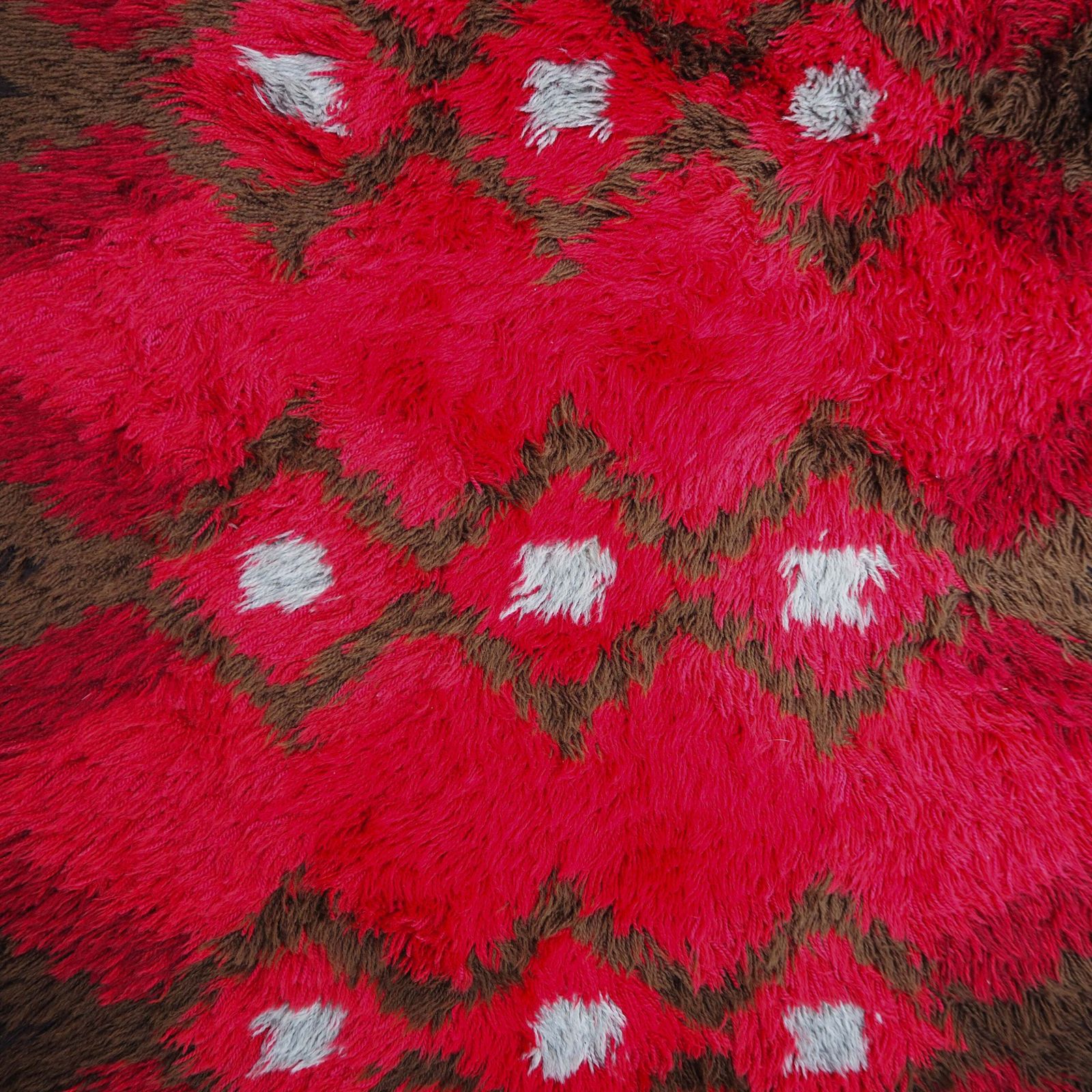 "Red Sea" Swedish Modern Hand Knotted Rya Pile Rug photo for sale