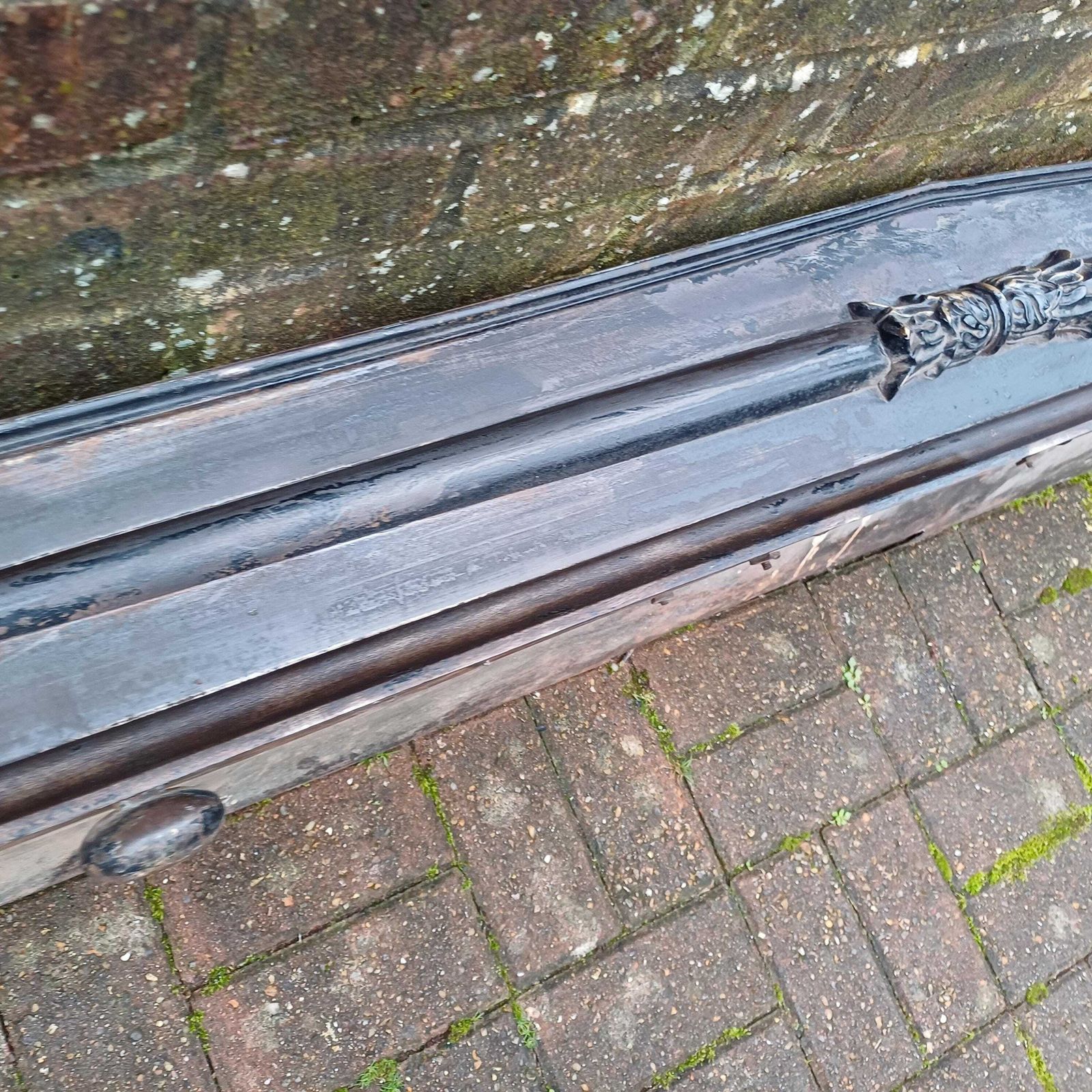 Huge Stripped Heavy Iron And Brass Fireplace Fender Guard photo vinterior