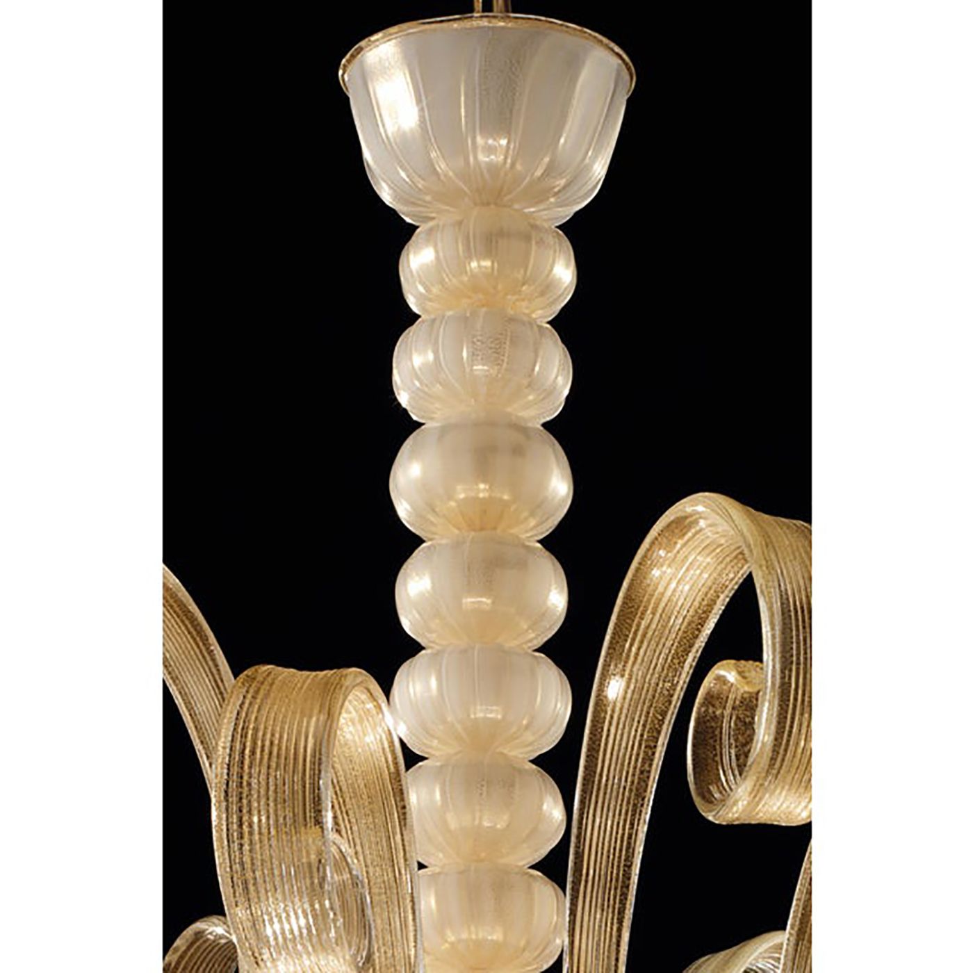Venetian White And Gold Murano Style Glass Chandelier photo for sale