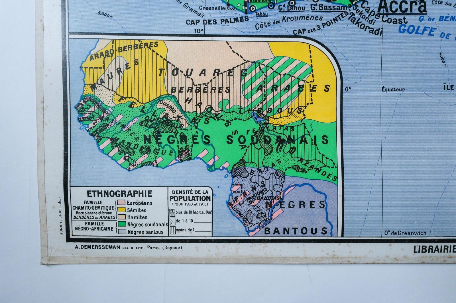Original 1950s Large Vintage Mid Century Double Sided French Educational School Wall Chart Africa Continent Map Rare Vidal Lablache photo furniture