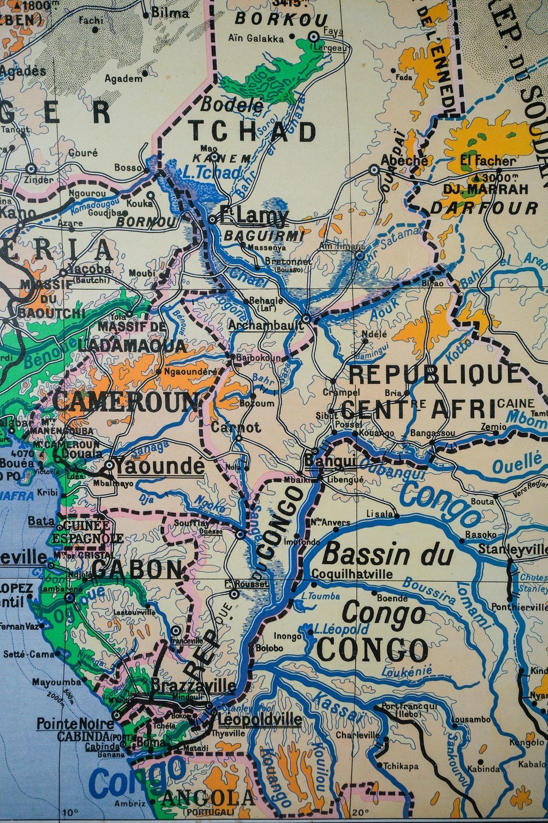 Original 1950s Large Vintage Mid Century Double Sided French Educational School Wall Chart Africa Continent Map Rare Vidal Lablache photo Art