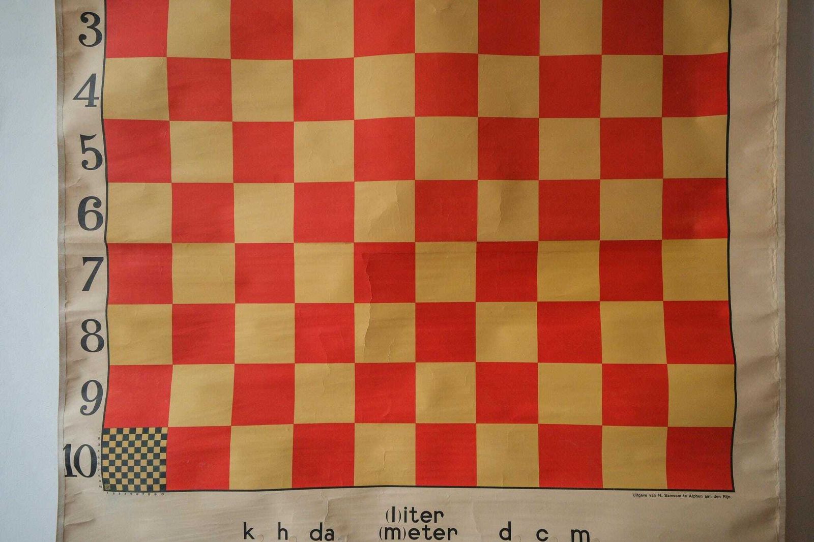 Original Large Huge Scientific Technical Vintage Dutch School Wall Chart Wallchart Decimal Volumes And Measurements Rare Educational photo for sale