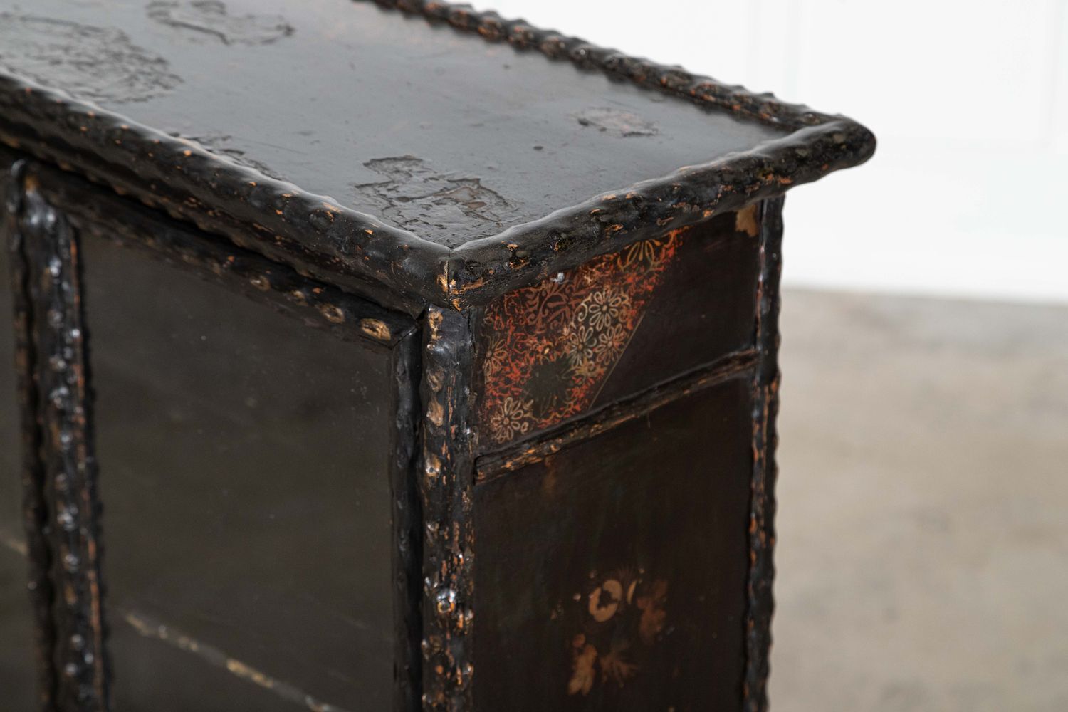 photo for sale 19th English Faux Bamboo Lacquered Glazed Cabinet
