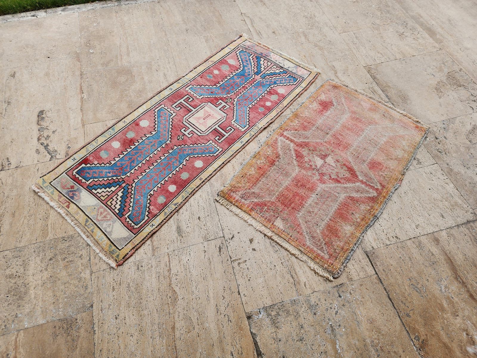 Small Faded Turkish Oushak Rug   Set Of Two photo Textiles