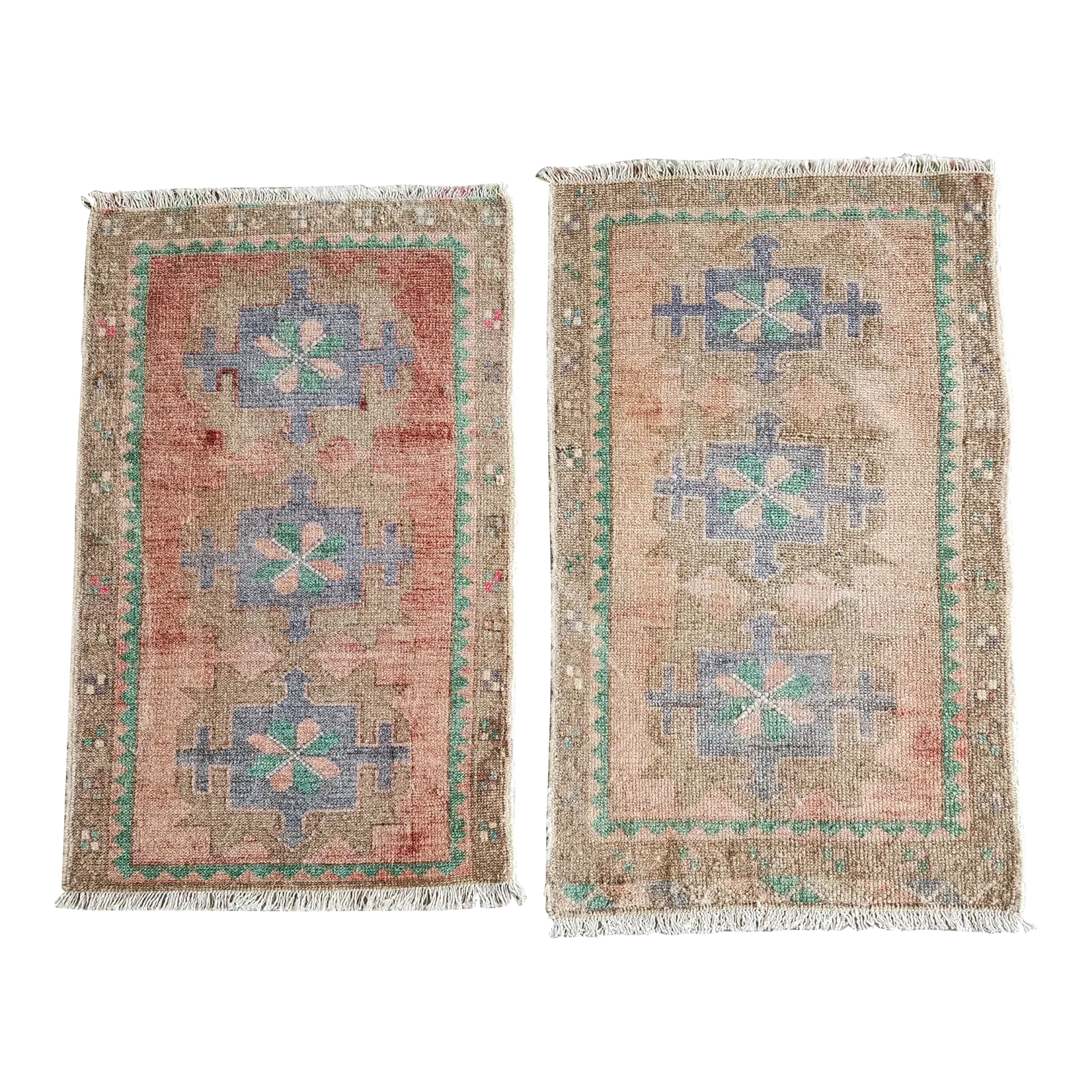 1960s Small Traditional Oriental Style Turkish Rug   Set Of 2