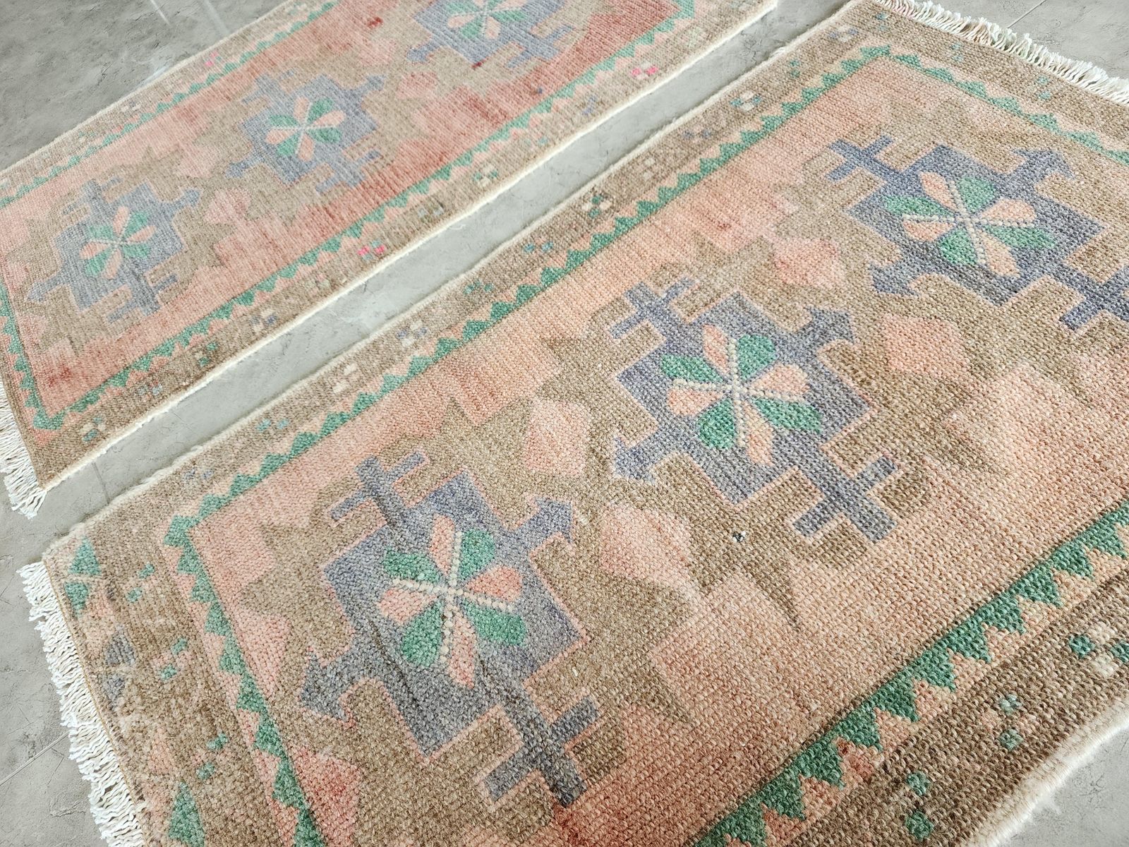 1960s Small Traditional Oriental Style Turkish Rug   Set Of 2 photo Textiles