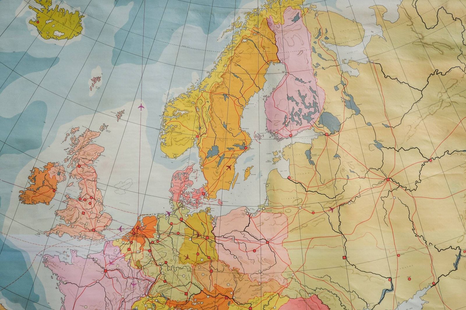 Original Huge Large Vintage Mid Century Dutch Educational School Wall Chart Europe European Continent Luinge Stegeman Map Beautiful photo furniture
