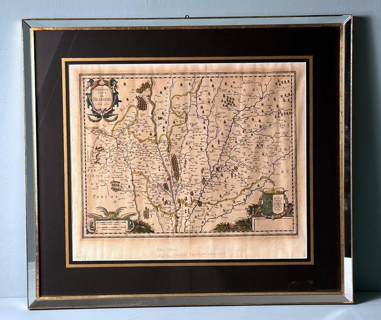 Dutch Print “Description Du Blaisois” In Italian Frame With Mirrors photo furniture