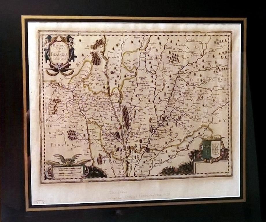 Dutch Print “Description Du Blaisois” In Italian Frame With Mirrors photo for sale