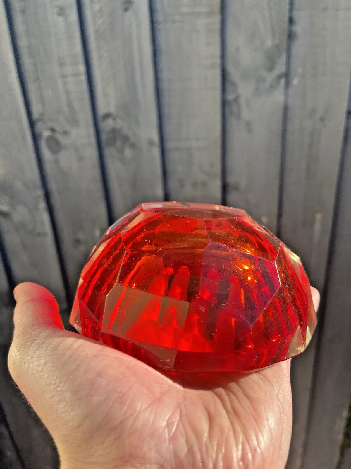 Mid Century Murano Sommerso 12 Sided Faceted Glass Ashtray Geode Bowl Vintage photo buy