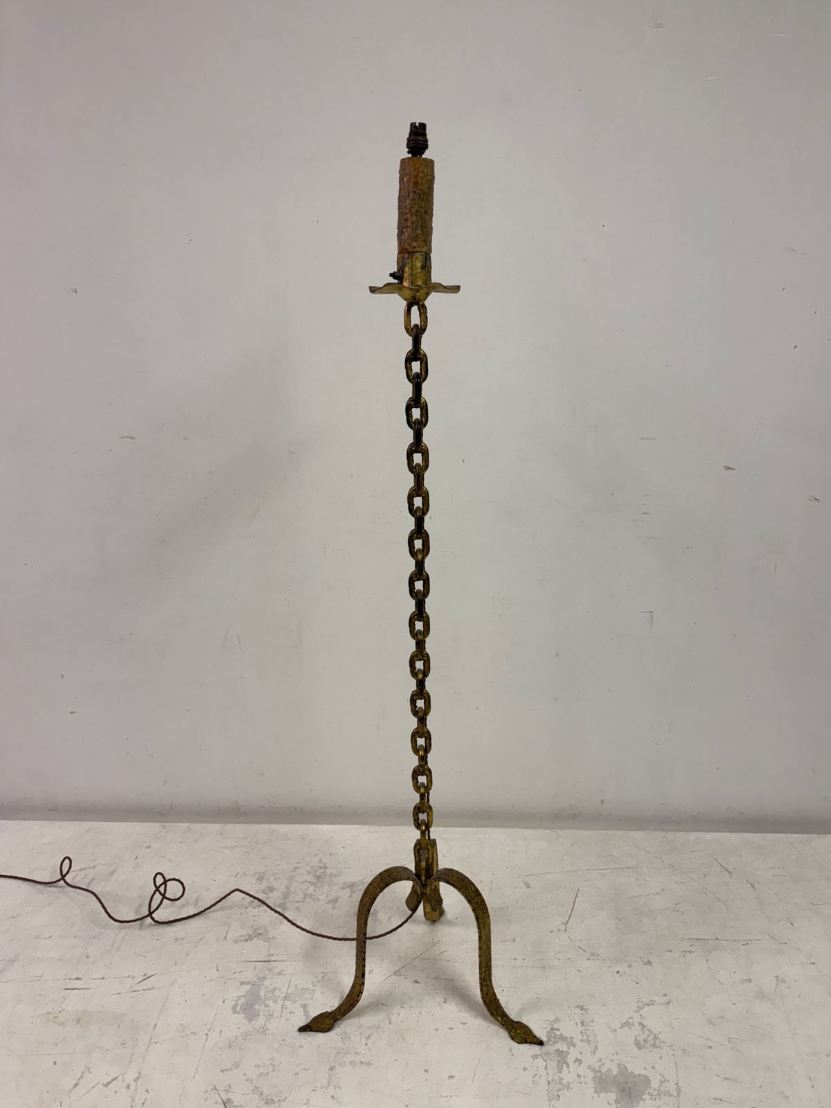 Lighting Gilt Metal Chain Link Floor Lamp In The Style Of Franz West photo