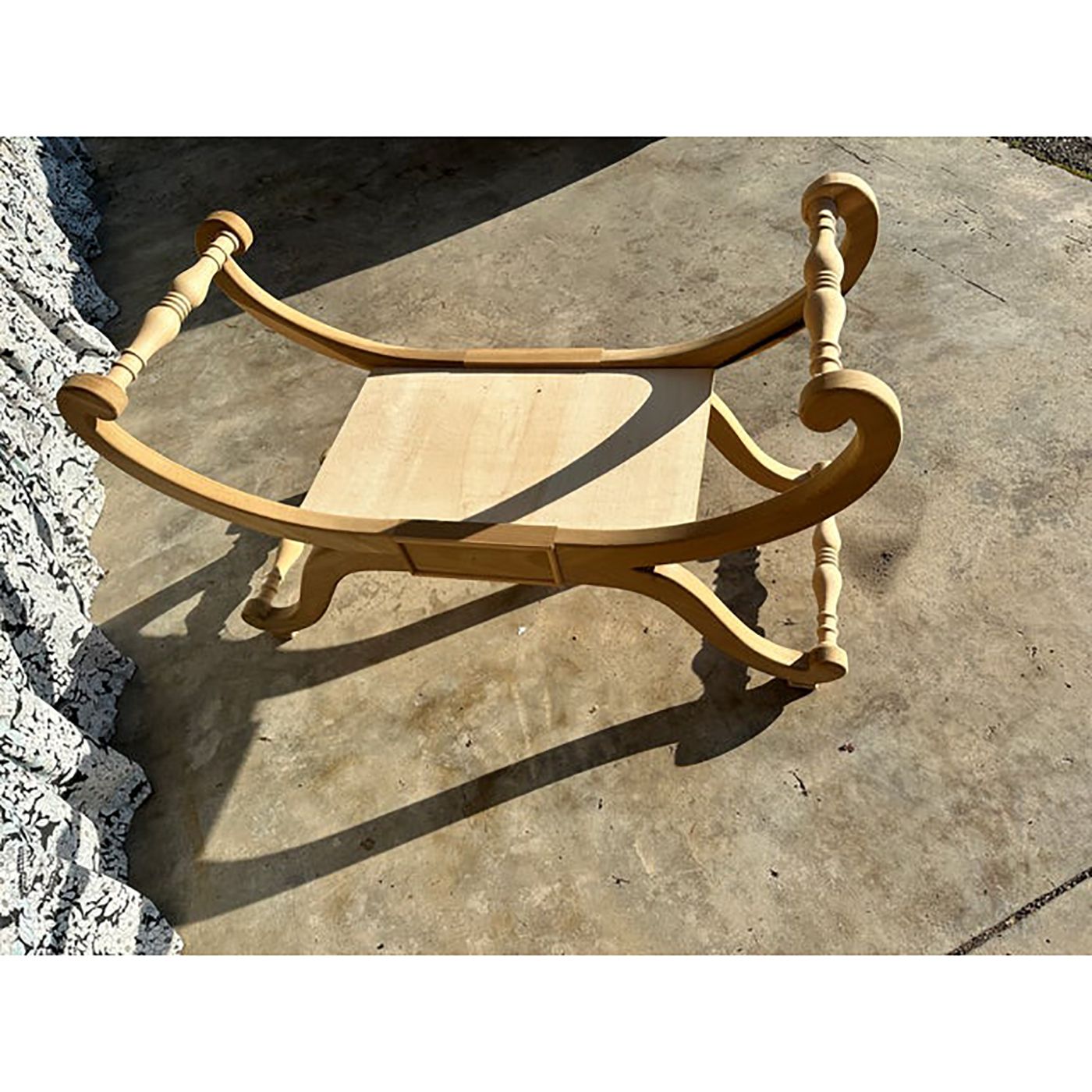 Natural Bedside Chair In Unpainted Wood In Hollywood Regency Style photo for sale