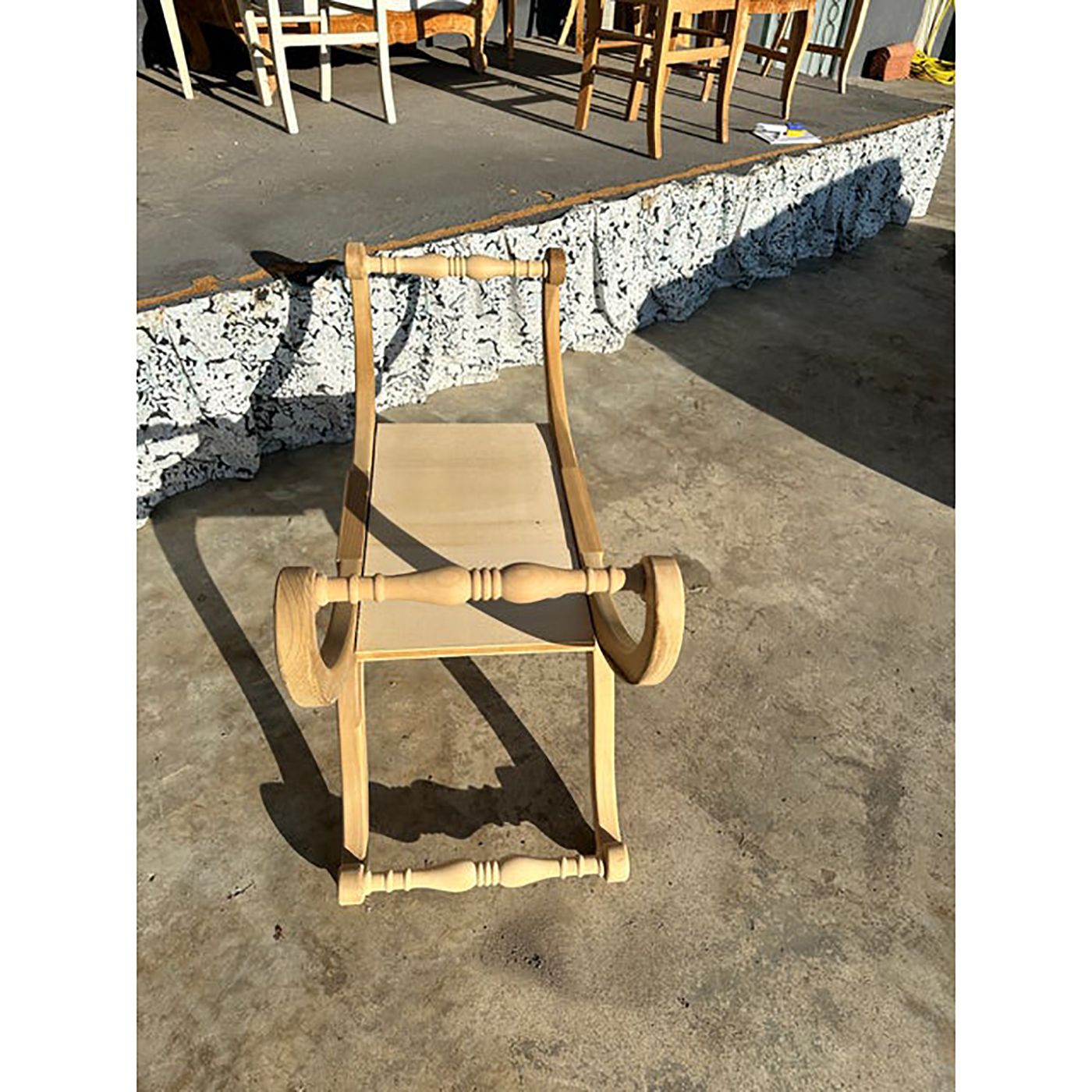 Natural Bedside Chair In Unpainted Wood In Hollywood Regency Style photo Furniture