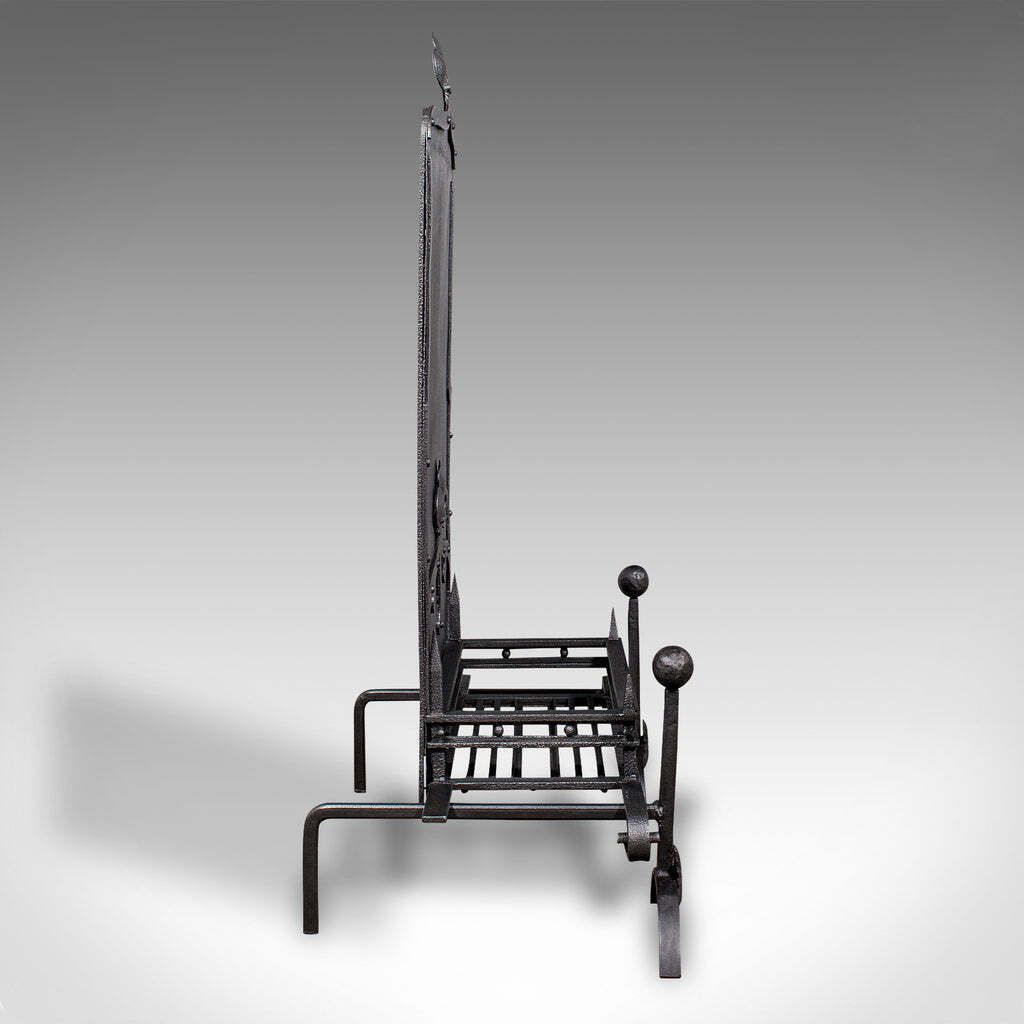 Antique Open Hearth Fireplace, English, Fire Basket, Andirons, Victorian, C.1900 photo Home Fixtures