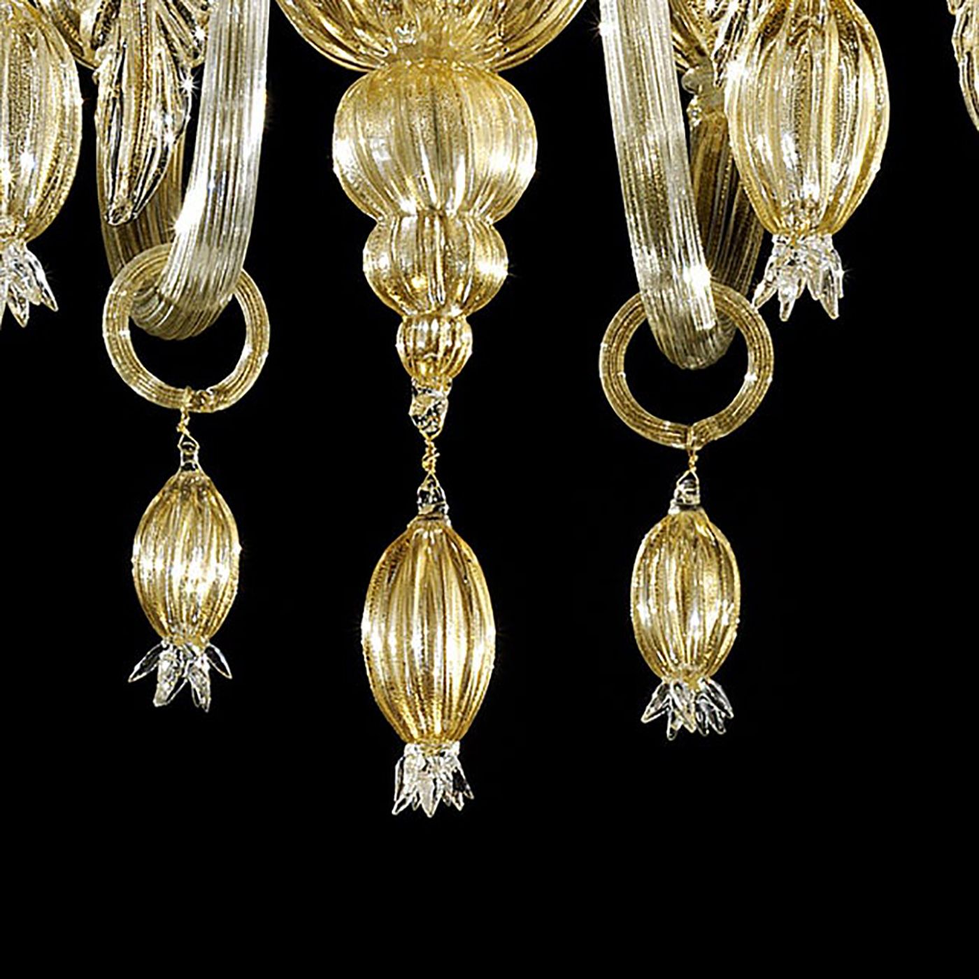 photo furniture Contemporary Venetian Gold Murano Style Glass Chandelier With Leaves