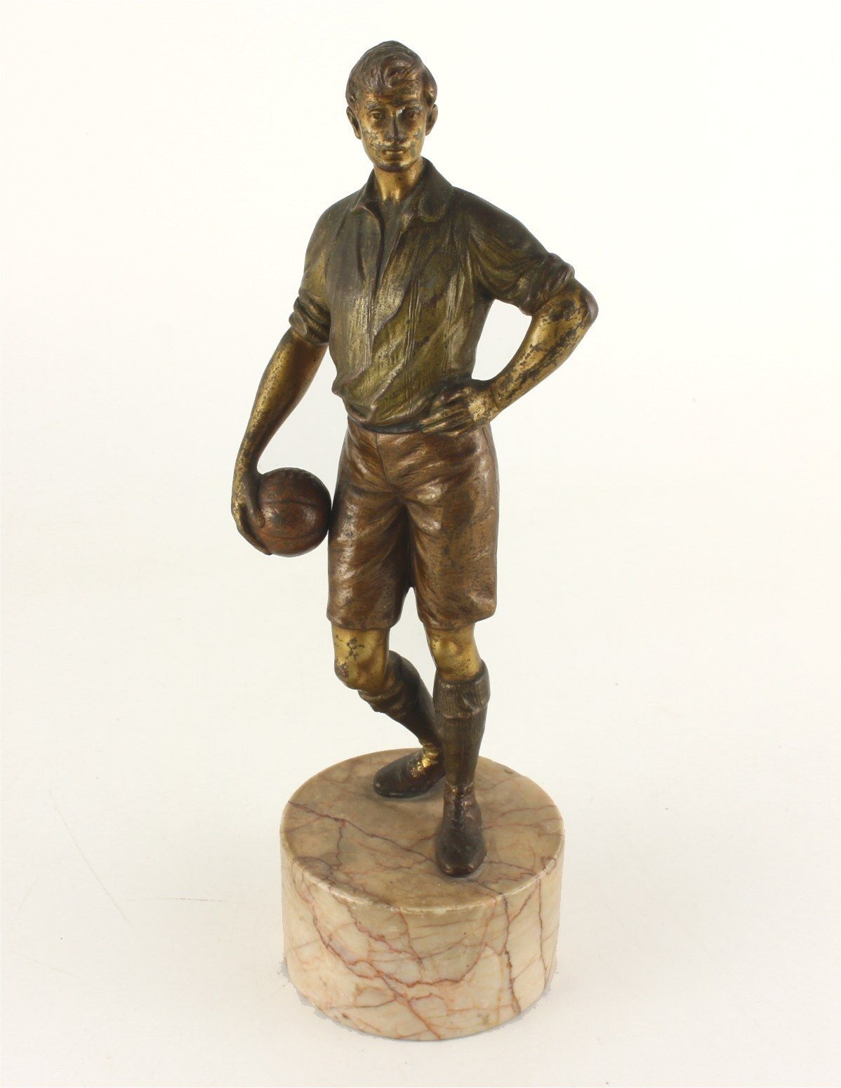 Bergman Bronze Footballer Statue. Soccer Player Football Figure C1890. photo furniture