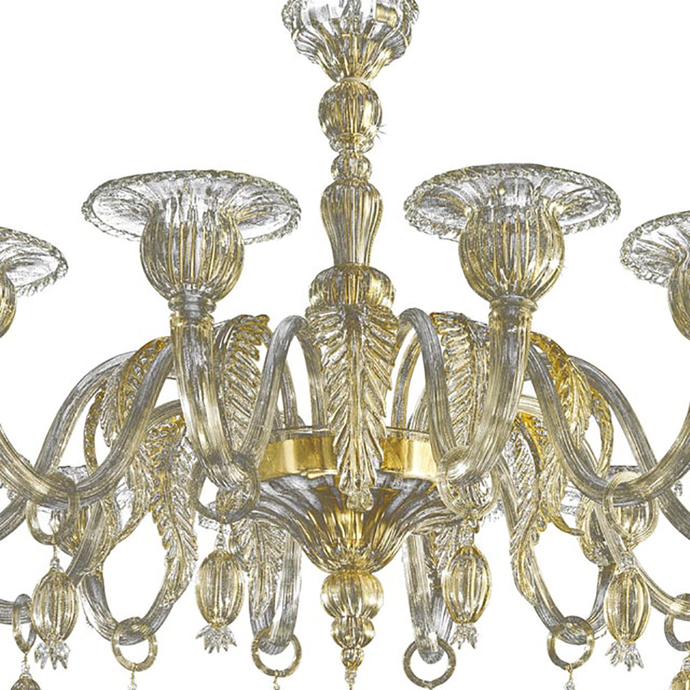 Venetian Cà Rezzonico Floral Gold Murano Style Glass Chandelier photo for sale