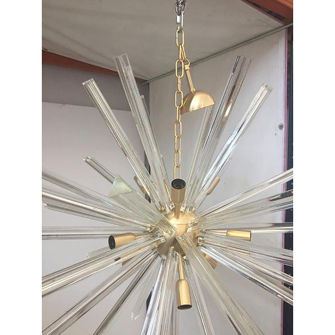 Transparent Clear Murano Style Glass Triedo Sputnik Chandelier photo for sale