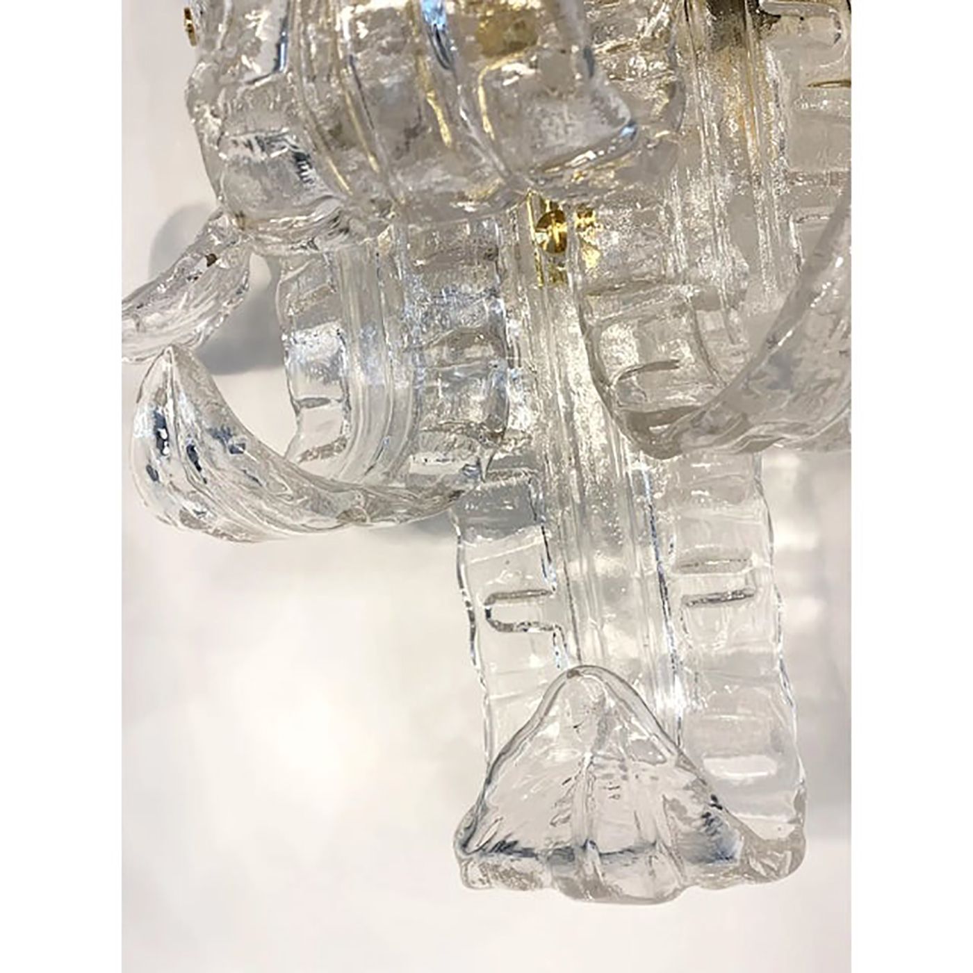photo furniture A Pair Of Contemporary Transparent "Lingue" Murano Glass Wall Lamp In Barovier Style