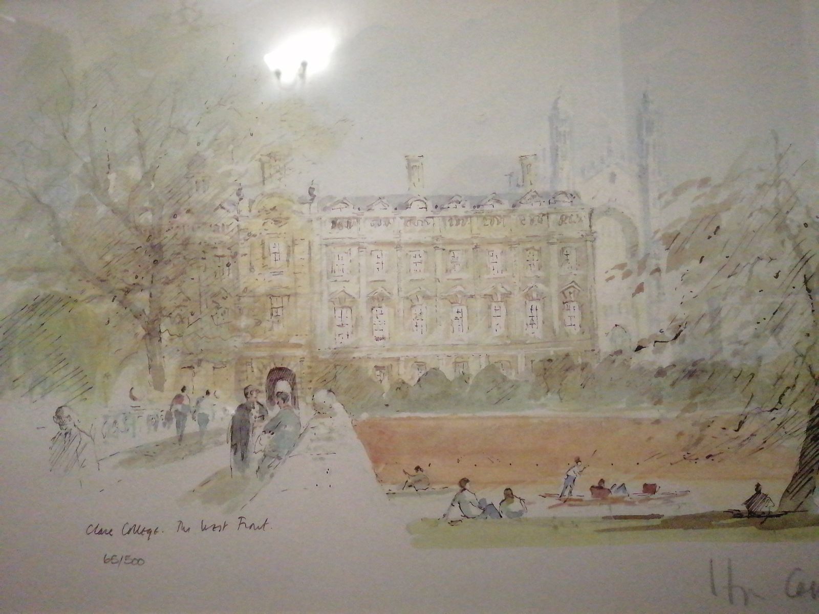 Signed Hugh Casson Limited Print Of Clare College, The West Front, 1989, 65/500 photo furniture