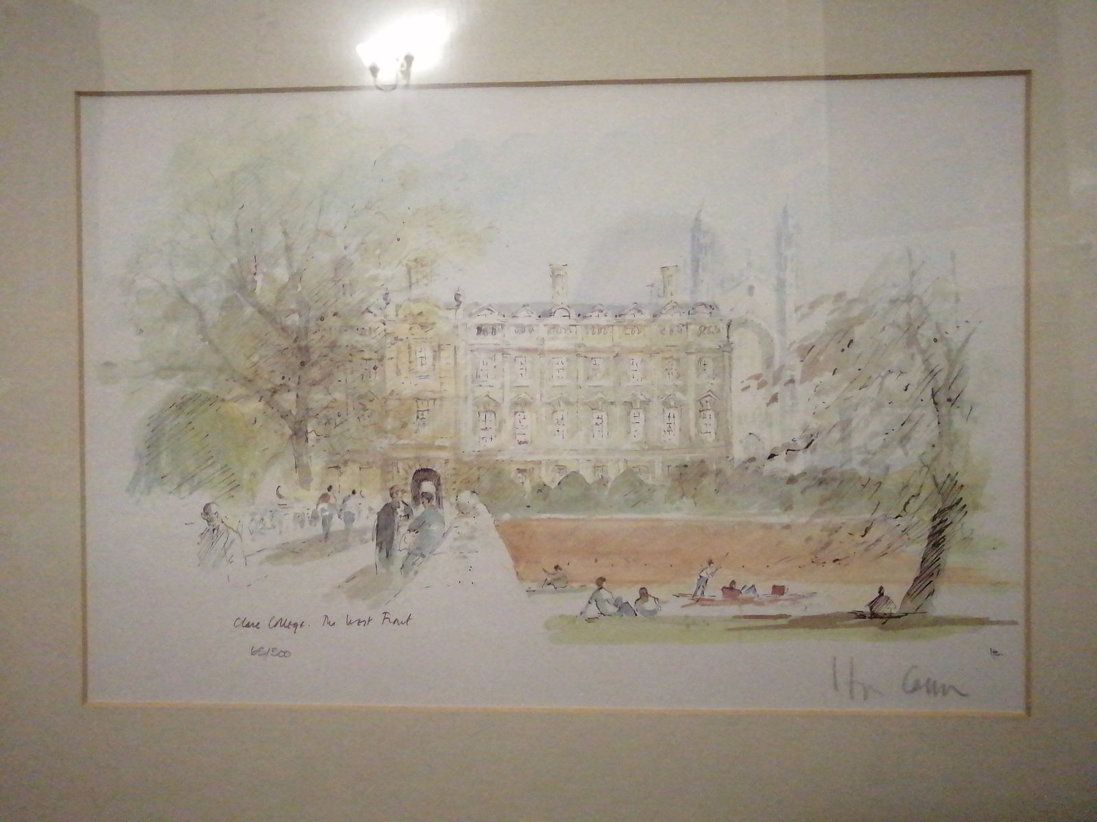 Signed Hugh Casson Limited Print Of Clare College, The West Front, 1989, 65/500 photo for sale