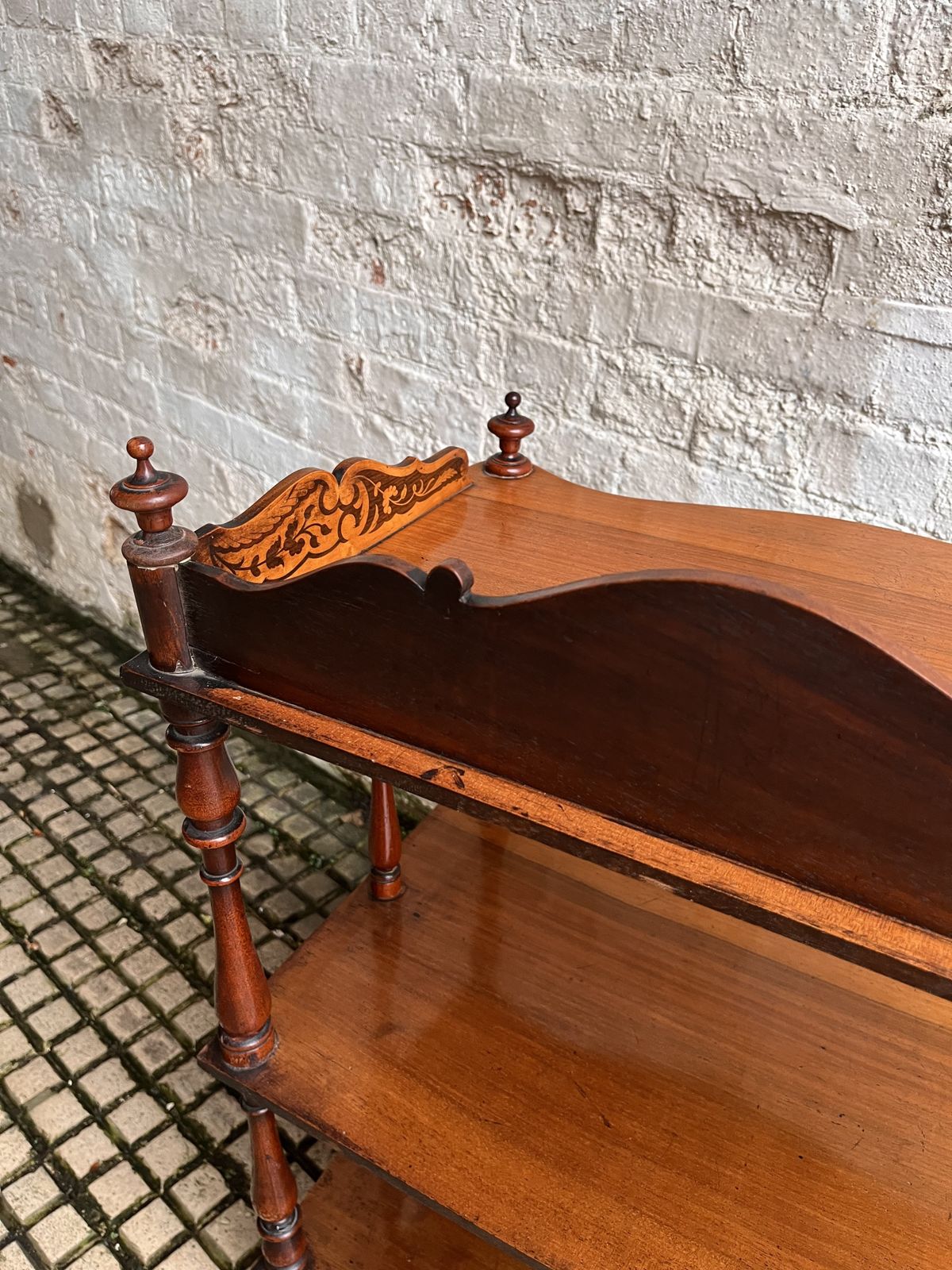 Pretty Victorian Mahogany Whatnot Shelves photo for sale