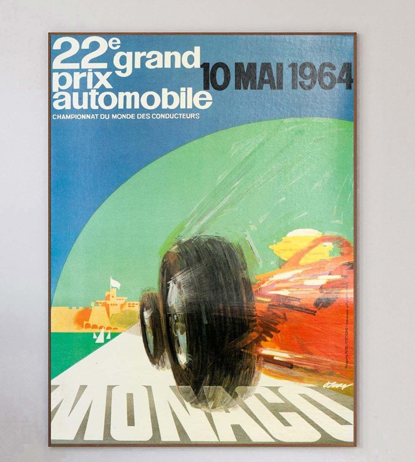 1964 Monaco Grand Prix Original Vintage Poster photo 406.0