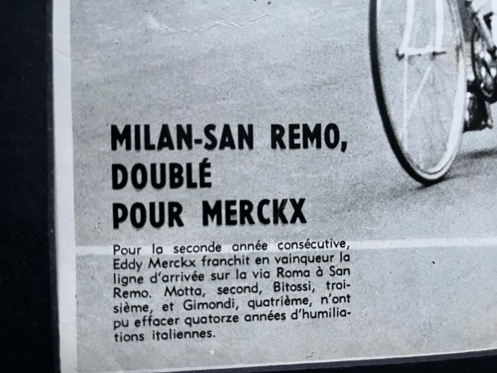Eddy Merckx Milan San Remo Vintage Cycling Print 1969 photo furniture