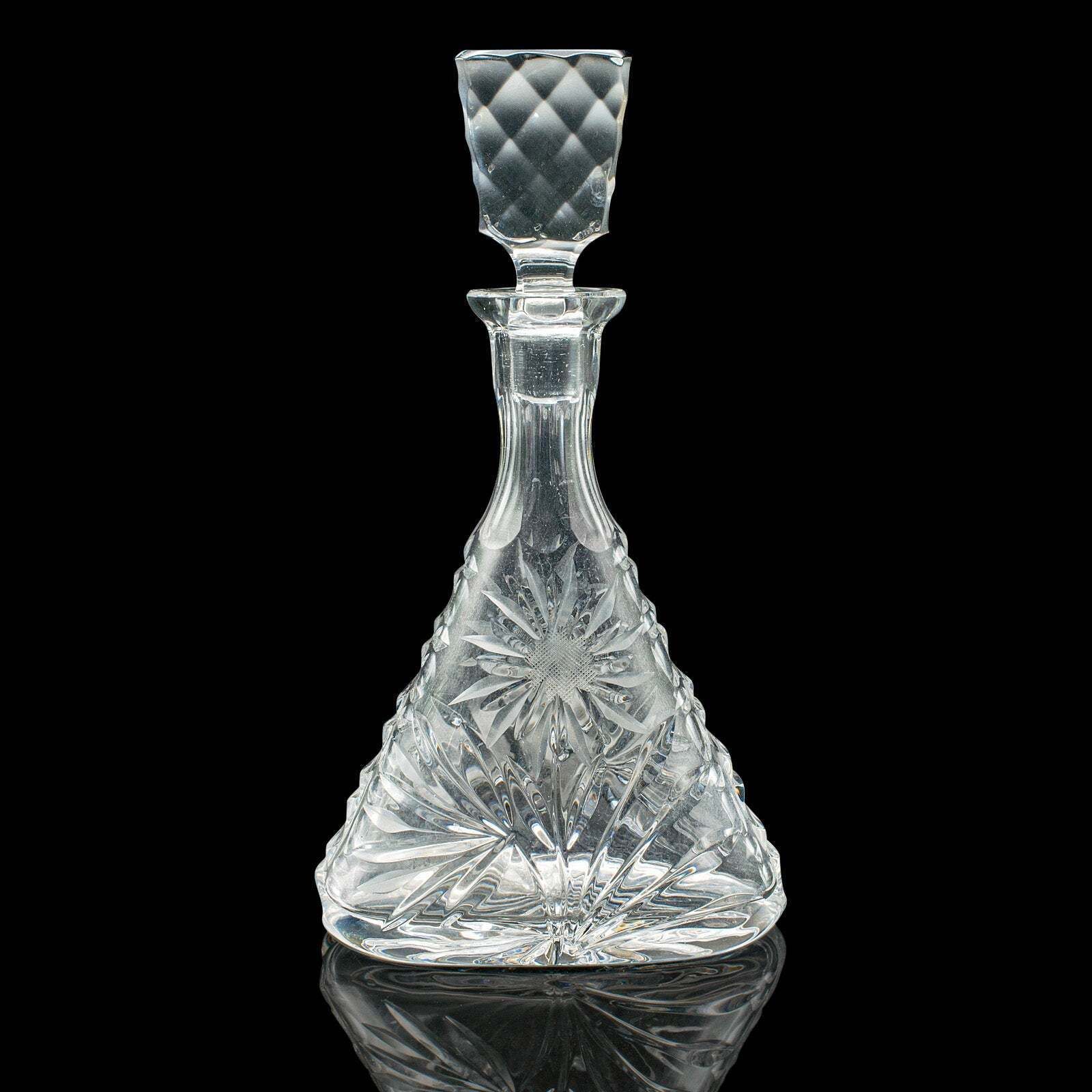 Vintage Sherry Decanter, English, Cut Crystal Glass, Spirit Vessel, Wine, C.1970 photo 475.0