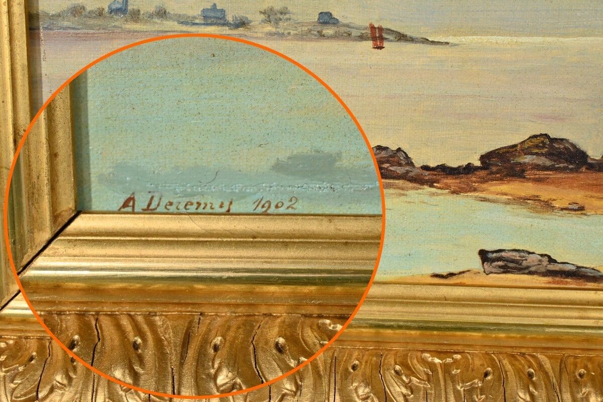 photo vinterior Oil Painting, Signed A.Derémy – 1902