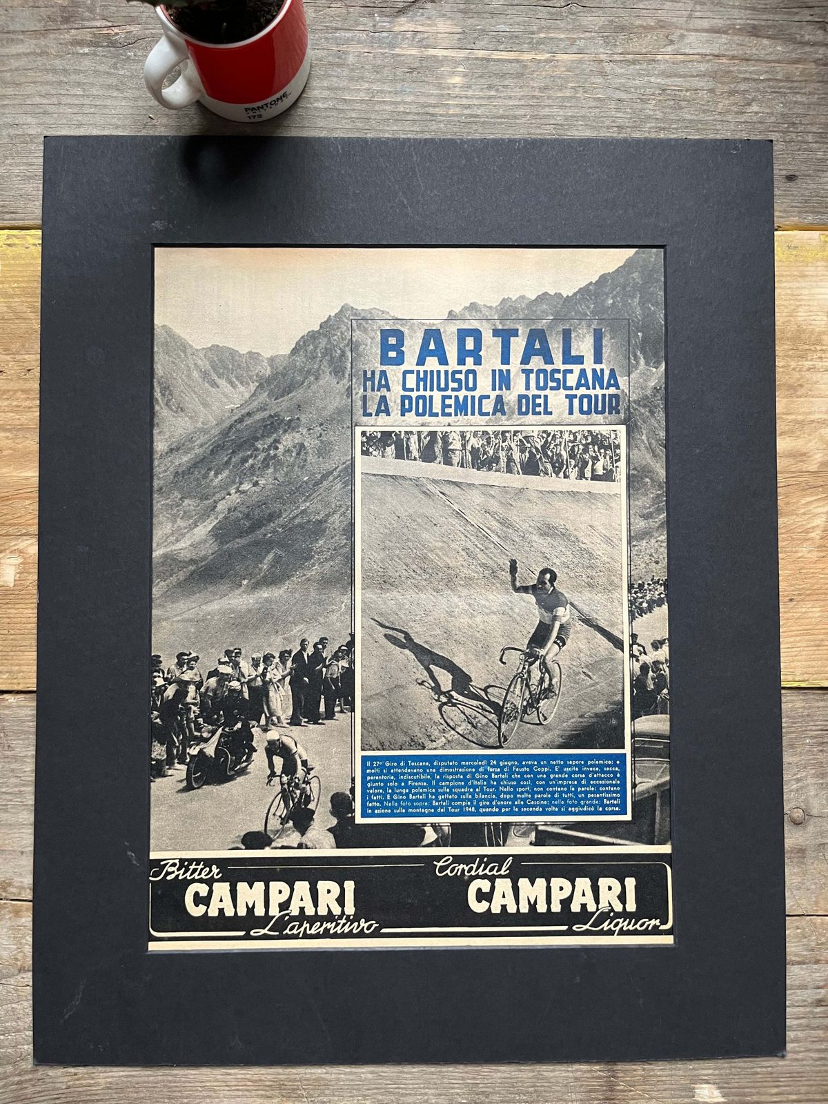 Gino Bartali 1952 Giro D'italia / Campari Vintage Cycling Print C1950 photo Art