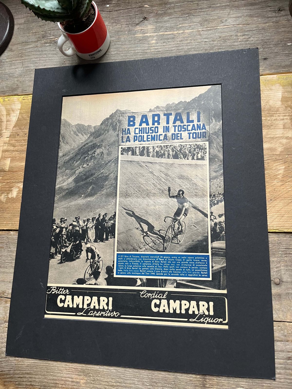 Gino Bartali 1952 Giro D'italia / Campari Vintage Cycling Print C1950 photo vinterior