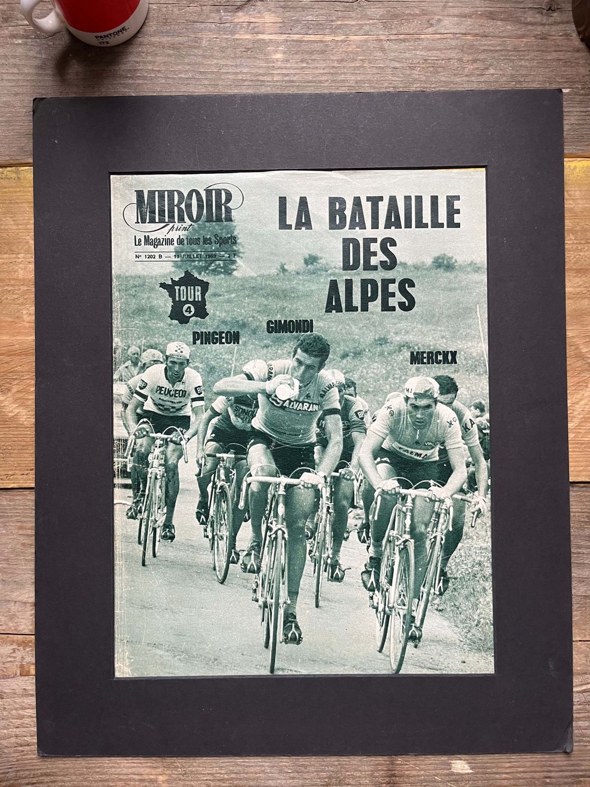 Vintage Cycling Print   Tour De France, Merckx Gimondi, Pingeon 1969