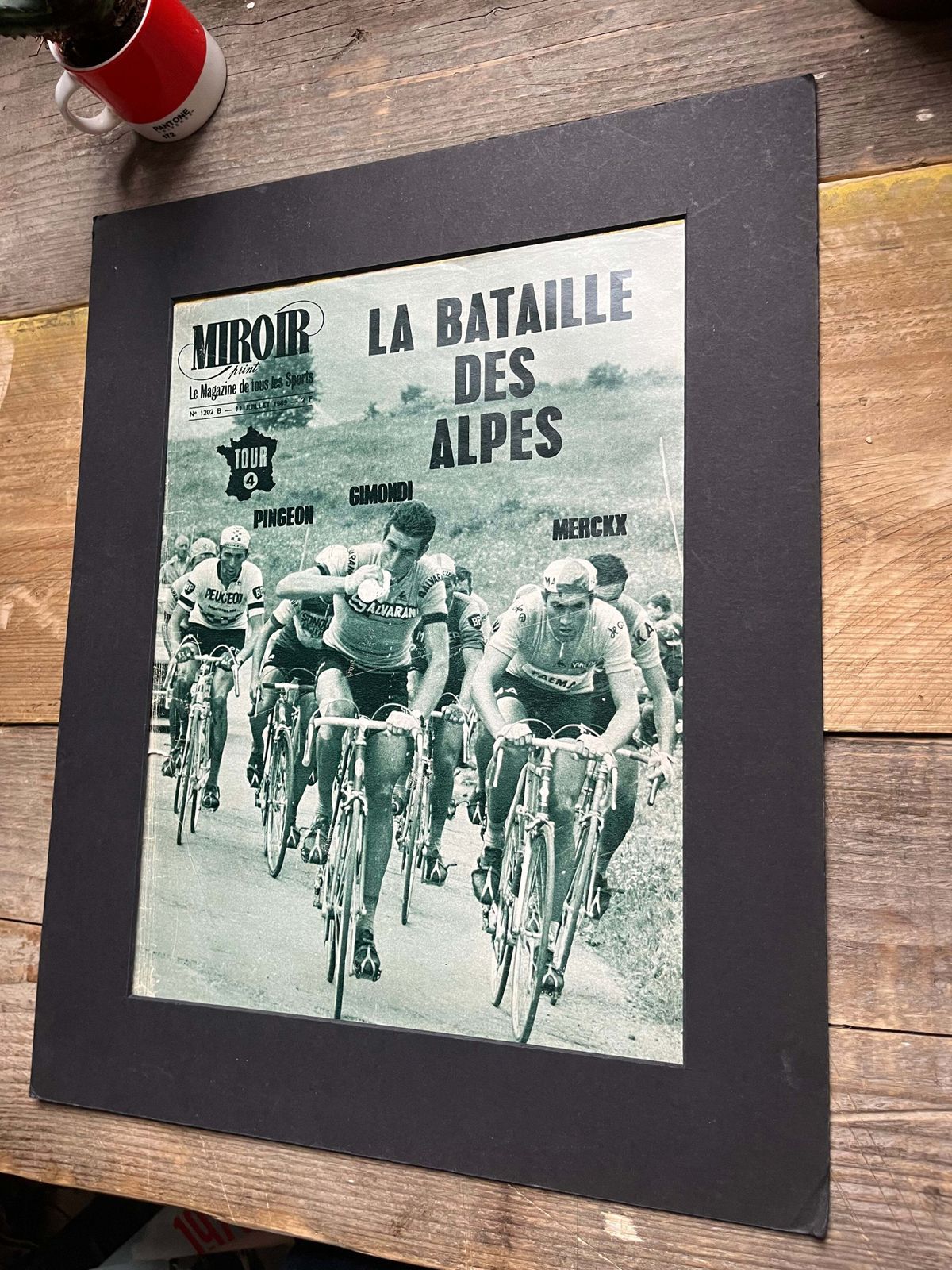 Vintage Cycling Print   Tour De France, Merckx Gimondi, Pingeon 1969 photo for sale