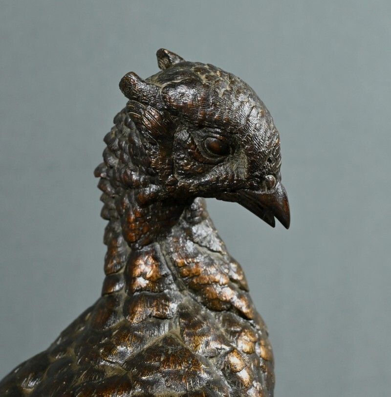 Art Bronze "The Pheasant And The Belet" By J. Moigniez   End Of 19th photo