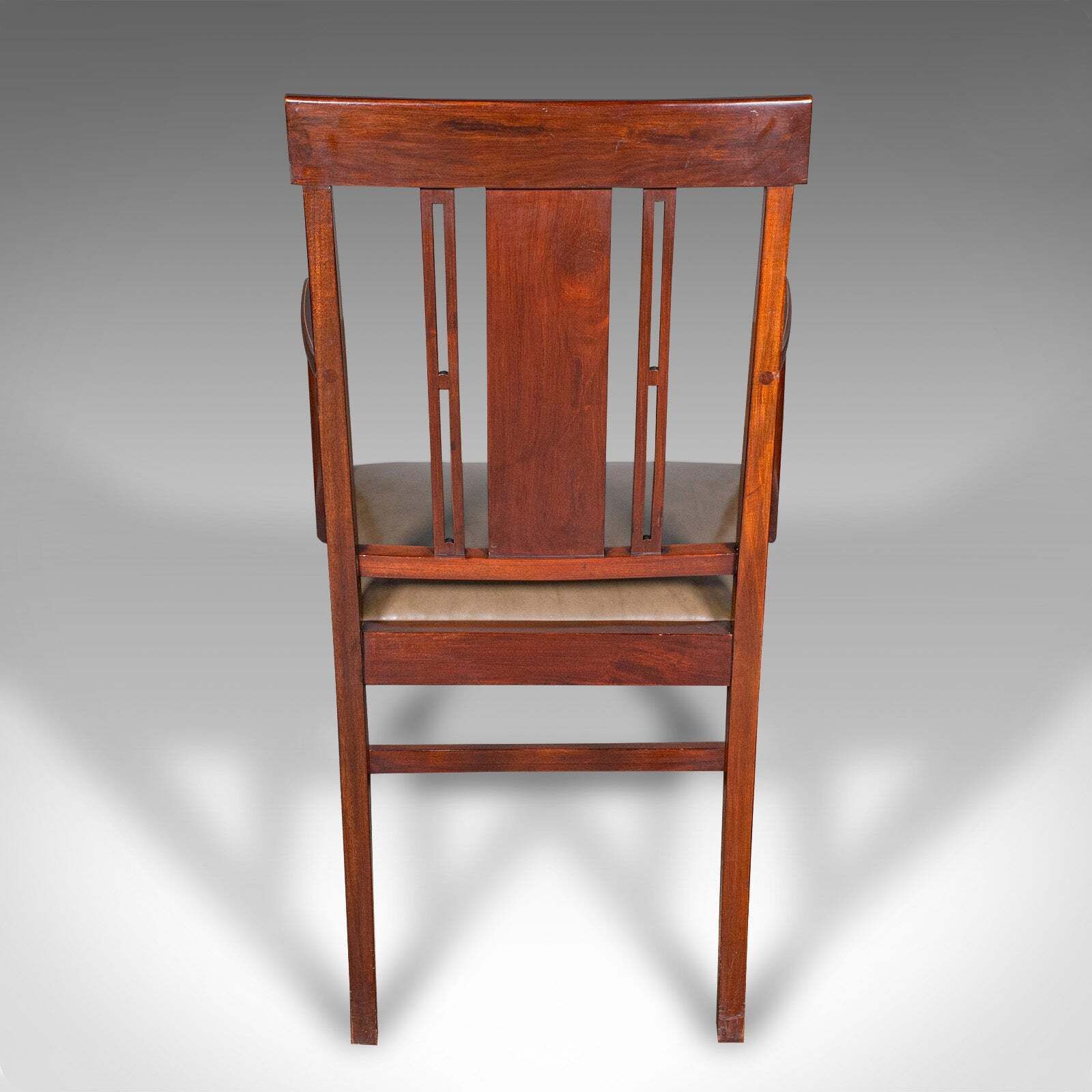 Antique Morning Room Side Chair, English Walnut Elbow Seat, Shoolbred, Edwardian photo Furniture