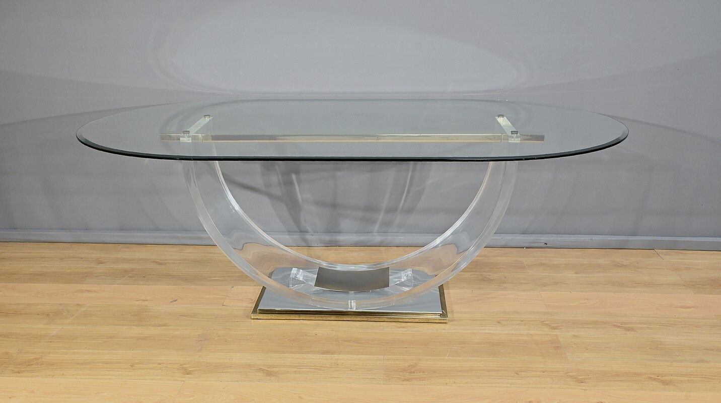 C. Hollis Jones Glass Table For Belgo Chrom – 1970 photo for sale