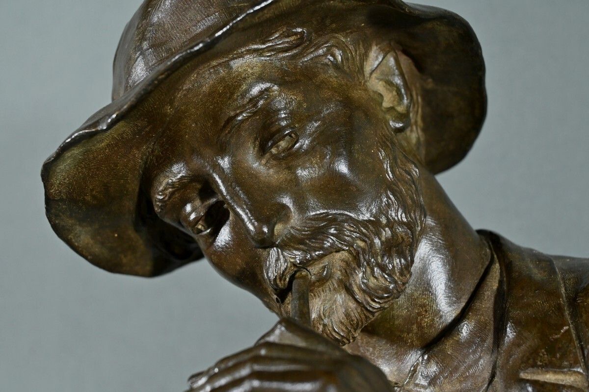 Important Bronze “The Man With The Pipe” Signed M. Constant Favre – Late 19th Century photo vinterior