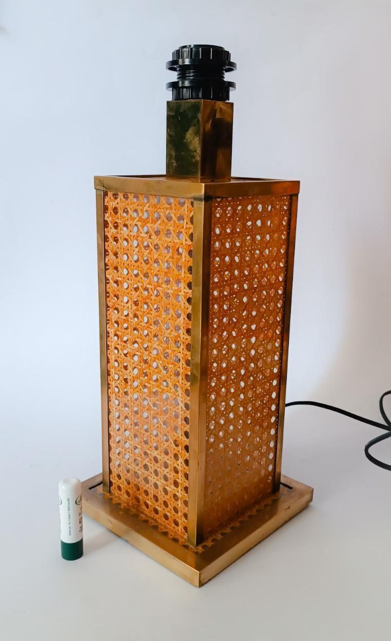 Table Lamp In Brass Plexiglass And Vienna Straw Vintage Dior Home Design Wicker photo furniture
