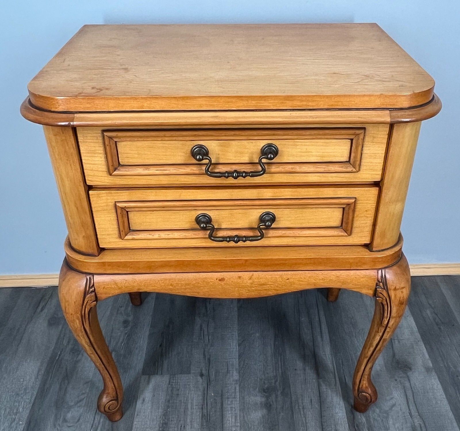 French Louis XVI Vintage Bedside Table Nightstand Cabinet Drawers  Lot 3586 photo furniture