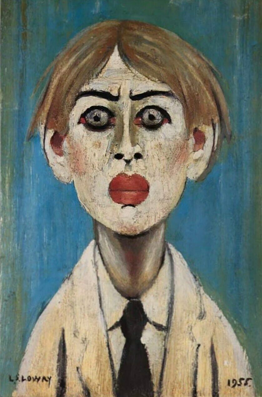 Authentic L S Lowry Poster   Portrait Of A Young Man   Stunning Museum Print Northern Artist