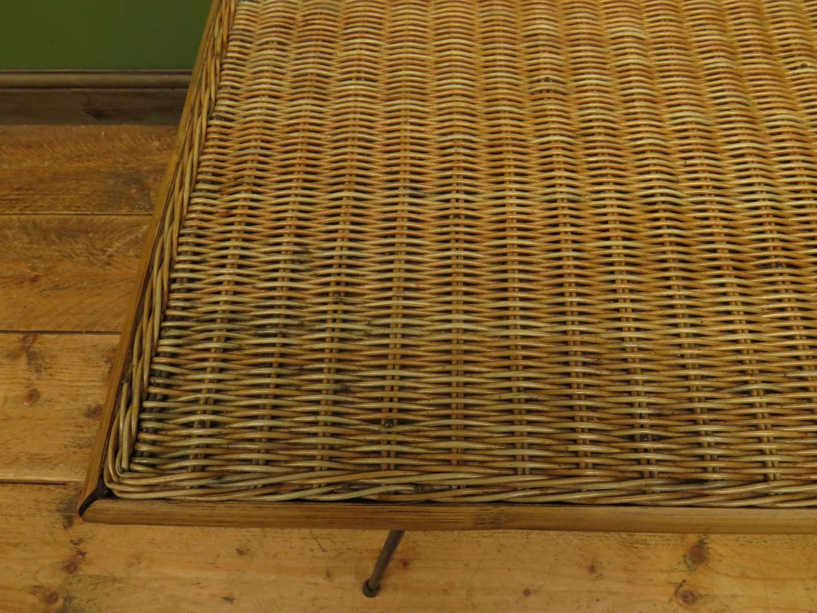 Modernist Bamboo And Rattan Coffee Table With Metal Base photo vintage