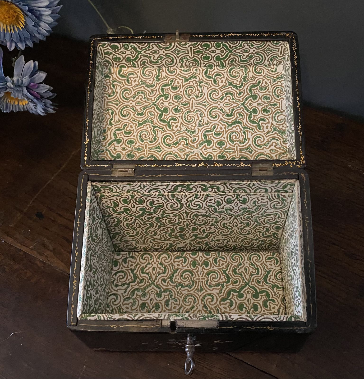 Victorian Papier Maché Stationery Box By Jennens & Bettridge photo for sale
