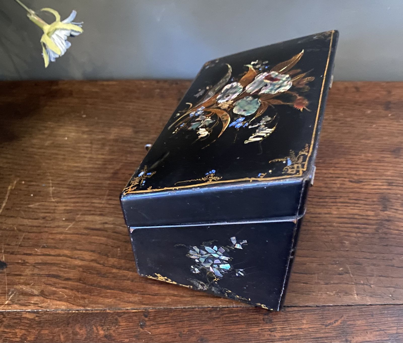 Victorian Papier Maché Stationery Box By Jennens & Bettridge photo vinterior