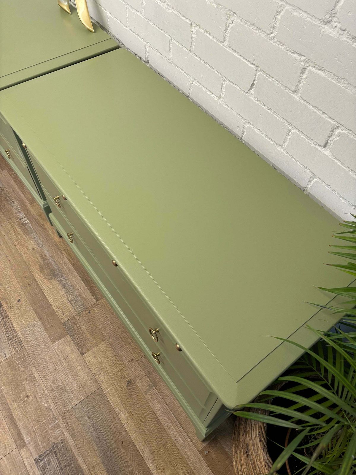 Pair Of Stag Minstrel Chest Of Drawers 4 Over 2 Painted Green photo buy